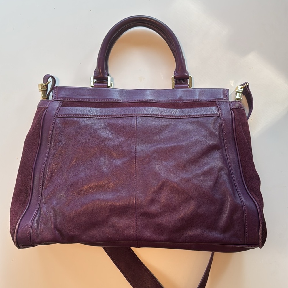 Tory Burch purple suede leather purse crossbody tote bag with gold hardware - Picture 2 of 10